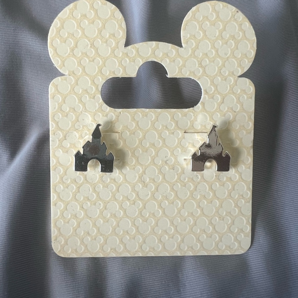 Disney Parks Silver MK Castle Earrings